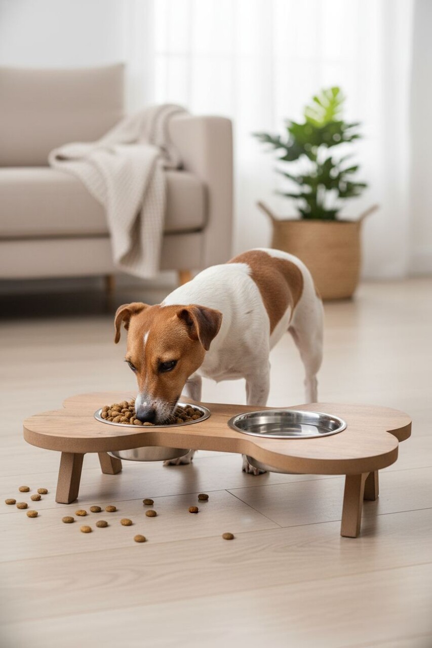 Bol pentru hrana animale de companie, Paws &amp; Whiskers, Apvm10, MDF , Multicolor - imagine 7